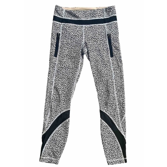 Lululemon Inspire Tight II 7/8 Yoga Legging Black & White With Mesh Women Size 4 - Picture 2 of 14